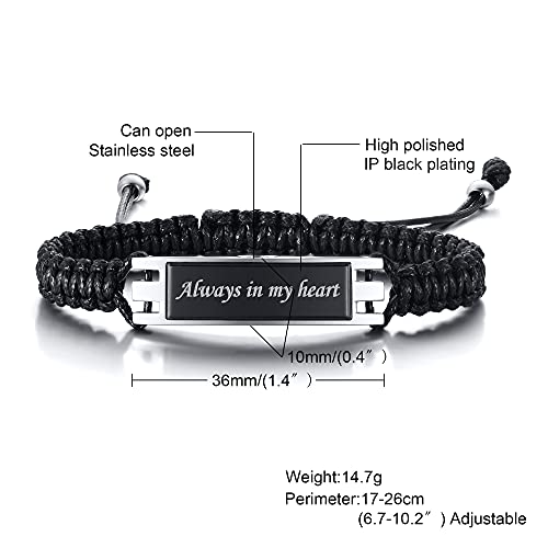 MPRAINBOW Adjustable Cremation Memorial Urn Bracelet, Stainless Steel Cremation Manmade Braided Urn Bracelet Keepsake Urn Bracelet for Ashes with Fill Kit - color: style A-1PCS