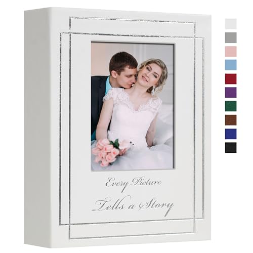 Photo Album 4x6 50 Photos Leather Cover Wedding Photo Albums Extra Large Capacity Picture Book with Beautiful Prints Presents for Wedding Baby Vacation White - color: White, size: 50 Pockets