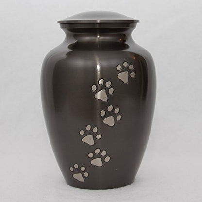 Ottillie Legacy Ebony/Pewter/Vert Pet Urn, up to 65lbs - color: Ebony, Vertical Pewter Paws, size: Medium