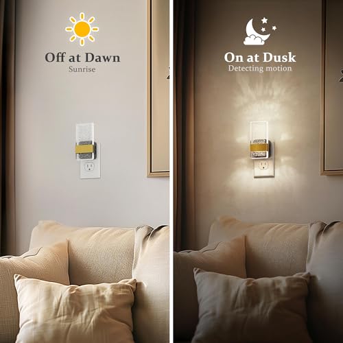 JandCase Night Lights Plug into Wall, Dusk to Dawn Sensor - color: Gold-5000K, size: 2 Pack