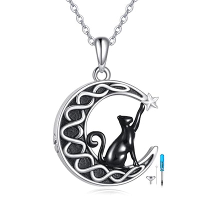 TIGER RIDER Pet Paw Necklace 925 Sterling Silver Cross Infinite love Necklace Pendant Pet Jewelry Gift for Dog Cat Lovers - style: Black Cat