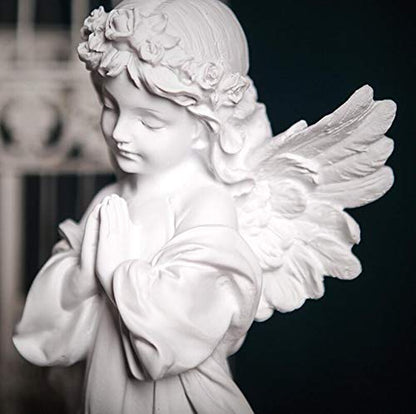 H&W Angel Statue, Angel Figurine, Adorable Flower Girl Decorative Ornaments | 12.5''H, Home Decor Fairy Prayer, Pray for Your Family, Christmas & Thanksgiving Day Decoration 【A】