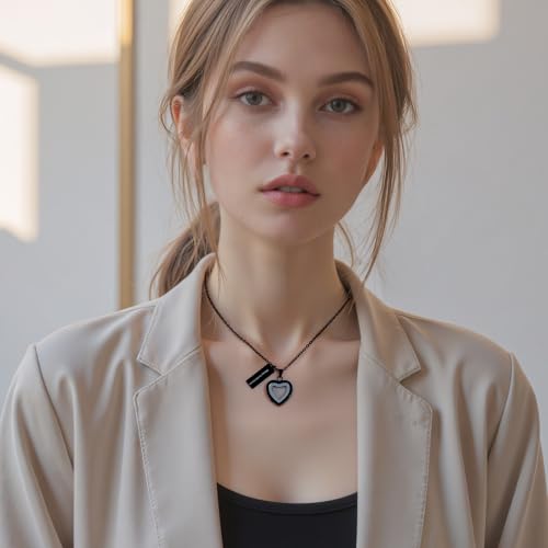 Glass Heart Cremation Urn Necklace for Ashes Stainless Steel Memorial Ash Pendant Keepsake Jewelry Cremation Jewelry for Women - color: Black-Always In My Heart