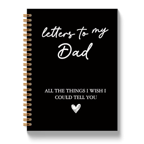 JLLBF Letters to My Dad Spiral Notebook, Black Grief Journal Notebooks for Loss of Dad, Sympathy Gifts for Loss of Father, Remembrance Bereavement Gift Journal Notebook, 5.5x8.3 Inch - color: Black Letters Dad