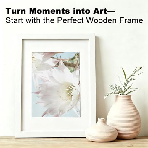 RPJC 11x14 Solid Wood Picture Frame Real Glass Cover White - color: White, size: 11x14 mat 8x10