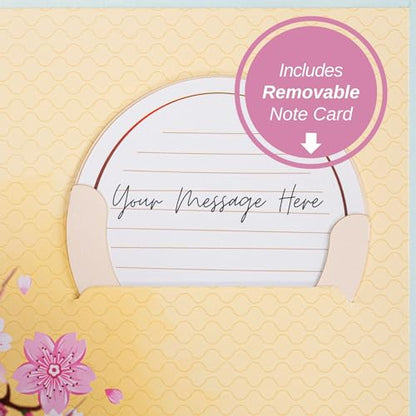 Paper Love Flower Bouquet Pop Up Card, Cherry Blossom Keepsake Gift for Women, Mom Birthday, Wife Anniversary, Friends Wedding, Daughter Graduation, Get Well Soon, Thank You, Mother Day, Valentines Day, All Occasion - Large 10x7 Cards w/ Envelope and Note