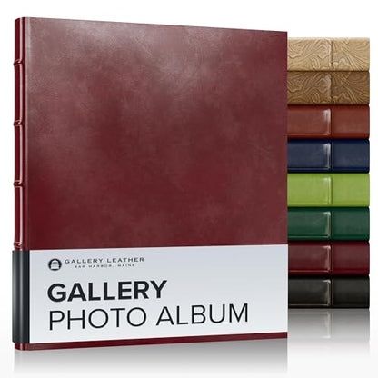 Gallery Leather Photo Album 4x6 Pictures with Slip-In Pockets & Writing | Space – Holds up to 120 Photos, Ring Bound, Made in USA – Acadia Burgundy - 11.75" x 10.5" - color: Acadia Burgundy, size: 11.75" x 10.5"