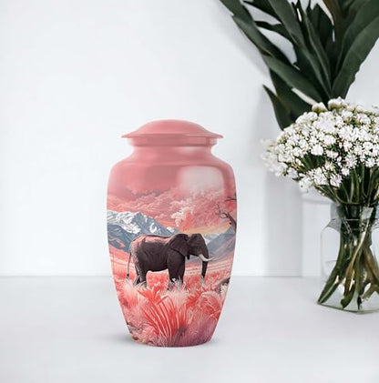 Pink Elephant Cremation Urn Set - Adult Urn with Keepsakes - 10&3 Inch - color: Elephant-4, size: combo-3