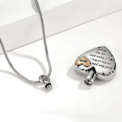 Heart Urn Necklace for Ashes Women Men Cremation Jewelry for Ashes Cremation Necklace In Memory of Loved One Grandpa Grandma Dad Mom Uncle Aunt Brother Sister Daughter Son - style: Mom
