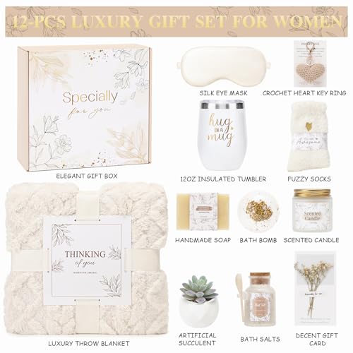 Get Well Gifts for Women Self Care Gifts Basket - Relaxing Spa Care Package After Surgery Feel Better Sympathy Mothersday Birthday Gift for Her Mom Sister Friend Wife (Beige) - color: Beige