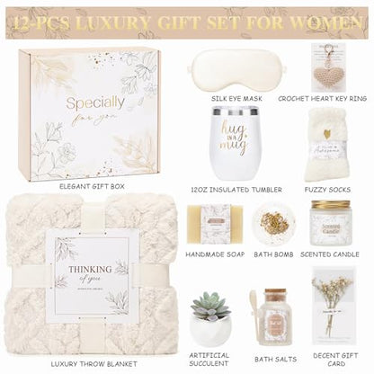 Get Well Gifts for Women Self Care Gifts Basket - Relaxing Spa Care Package After Surgery Feel Better Sympathy Mothersday Birthday Gift for Her Mom Sister Friend Wife (Beige) - color: Beige