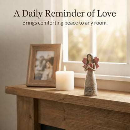 The Bridge Collection Forever in Our Hearts Angel Figurine - Thoughtful Remembrance Gift Featuring Angel Holding Heart - Touching Memorial Accent for Home Or Memorial Display