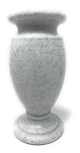 OPTIMUM Memorial Cemetery Flower Vase - Plastic (White Granite) with Metal Ground Spike, Grave Marker, Decorations for Gravesite, Headstone Flowers Holder, Garden Lawn & Yard - color: White Granite