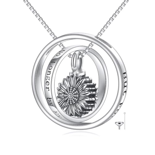 ONEFINITY Urn Necklace for Ashes 18k White Gold Plated Sunflower/Paw Print/Opal Urn Locket Necklace Cremation Jewelry Memorial Keepsake Jewelry Gifts for Women - style: Sunflower