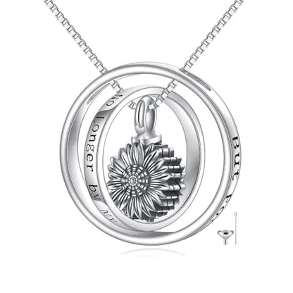 ONEFINITY Urn Necklace for Ashes 18k White Gold Plated Sunflower/Paw Print/Opal Urn Locket Necklace Cremation Jewelry Memorial Keepsake Jewelry Gifts for Women - style: Sunflower