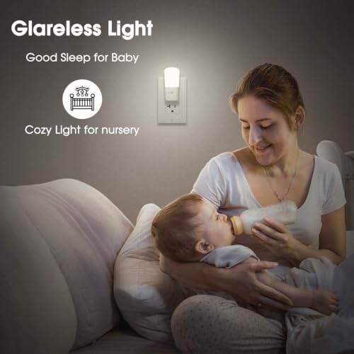 LOHAS-LED Dimmable Night Light[2 Pack], Night Lights Plug into Wall | Dusk to Dawn Sensor, Daylight 5000k from 5-80 LM Brightness Adjustable, Bright Mini Wall Nightlight for Kids Room, Stairway - color: White
