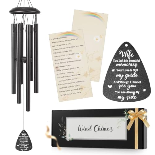 Memorial Gifts for Loss of Wife, 25''Memorial Wind Chimes of Sympathy Gifts for Loss of Wife,Condolence/Bereavement/Remembrance Gift,Windchimes in Memory,Funeral Decor for Garden Outside,Black - size: Wife