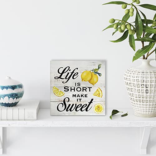 Inspirational Quote Life Is Short Make It Sweet Wood Box Sign - color: Wood