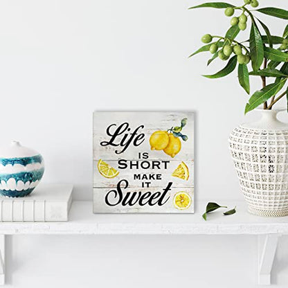 Inspirational Quote Life Is Short Make It Sweet Wood Box Sign - color: Wood