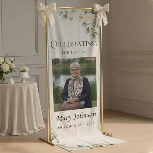 Personalized Celebrating The Life Of Welcome Sign, Funeral Fabric Banner #4 - color: Design 4