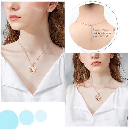 Oinsi Pet Cremation Jewelry For Ashes For Dog/Cat Paw Stainless Steel Memorial Locket Urn Necklace Inside Mini Case Keepsake Cremation Jewelry Women Men - color: Rose Gold-Silver