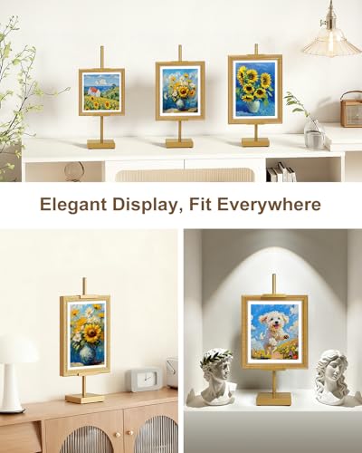 Adjustable Tabletop Easel Stand, Gold 17" H Easels for Display | 2 Pack Picture Easels for Display, Metal Picture Frame Holder Stand Table, For Art, Photo - color: Gold 2Pack