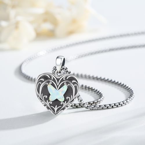 TUGHRA Mother's Day Gifts Gold Locket Necklaces for Women, 925 Sterling Silver Heart Photo Lockets Memorial Keepsake Jewelry Gift for Mom, Wife, Daughter - style: 6824-Blue
