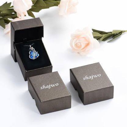 shajwo Butterfly Heart Urn Necklaces Cremation Jewelry for Ashes for Women Men Memorial Human Ashes Pendant - color: a-Black-blue