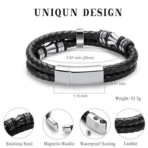 Minicremation Cremation Jewelry Urn Bracelet for Ashes Braided Leather Memorial Urn Bangle Ashes Holder for Men Women Keepsake Jewelry - color: Customize