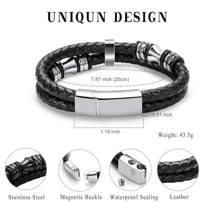 Minicremation Cremation Jewelry Urn Bracelet for Ashes Braided Leather Memorial Urn Bangle Ashes Holder for Men Women Keepsake Jewelry - color: Customize