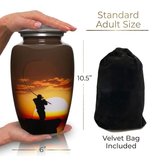 Fisherman Cremation Urns for Men and Women Human Ashes - Adult Large Urn - size: Large