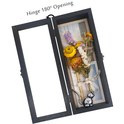 5x12.5 Wall Mounted Shadow Box Frame with Real Glass,Black - color: Black, size: 5*12.5