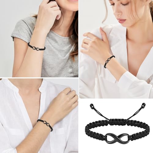 Minicremation Cremation Bracelet for Ashes Infinity Memorial Jewelry Urn Bracelet Braided Rope Adjustable Keepsake Bangle for Women Men - color: Black