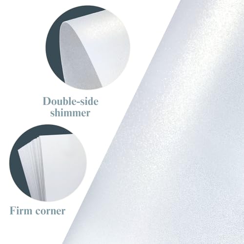 100 Pack Goefun White Shimmer Blank Note Cards and Envelopes (Not Folded) - color: shimmer white, size: 5x7