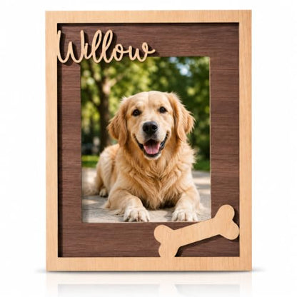 Custom Pet Memorial Frame, Personalized Wooden Picture Frame for Dog, Pet Loss Gift, Dog Mom Gift, Rainbow Bridge Remembrance, Memorial Day Keepsake