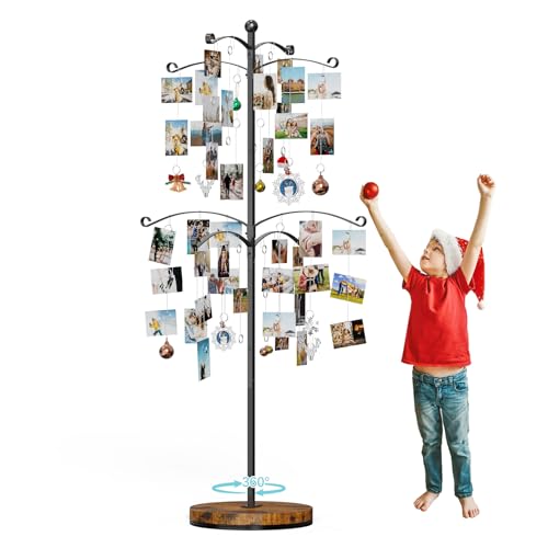 Miratino 5FT Family Tree,Party Photo Display Tree, Picture Holder Stand,90 Clips Holder for 4x6, 5x7 Picture Polaroid Frames Hanging & Card Tree Holders (Black) - color: Black