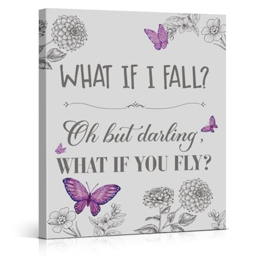 Inspirational Quote Wall Art Purple Butterfly Positive Poster Wall Decor - color: Purple Butterfly