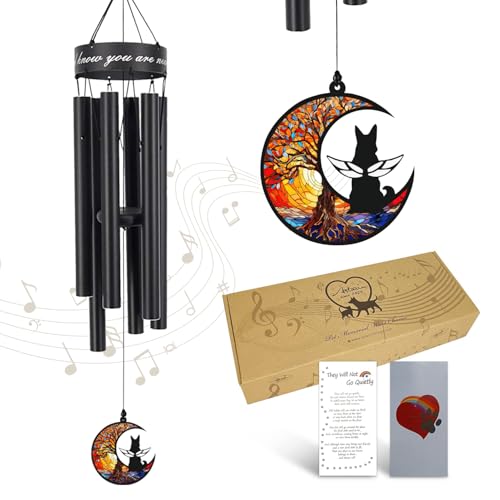 35" Pet Memorial Wind Chime, Pet Sympathy Gift for Loss of Dog - color: 35"red-moon