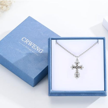925 Sterling Silver Celtic Cross Urn Necklace for Ashes | Memorial Keepsake Cremation Catholic Jewelry for Men Women - color: silver-e