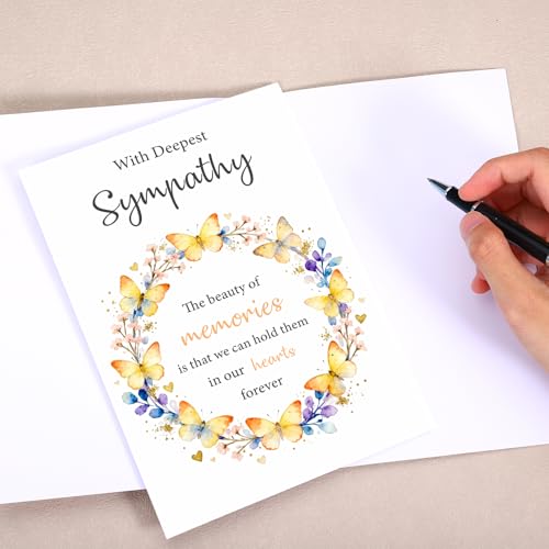 Sympathy Cards with Envelopes, Condolence Card, Heartfelt Condolence Greeting Card for Loss, Thinking of You Sympathy Cards Gifts for Loss of Loved One, Elegant Sorry for Your LossCard 8 x 5.3 Inch