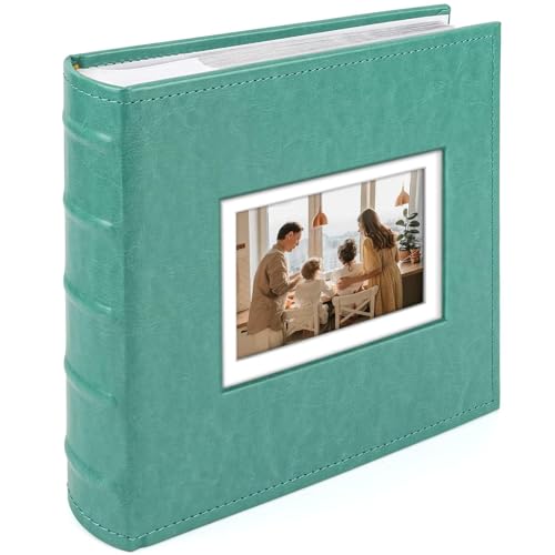 Photo Album Hold 200 4x6 Photos with Front Window for DIY (Crystal Green) - color: Crystal Green