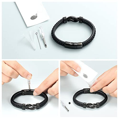 shajwo Infinity Cremation Bracelet for Ashes for Men - color: Black-22cm