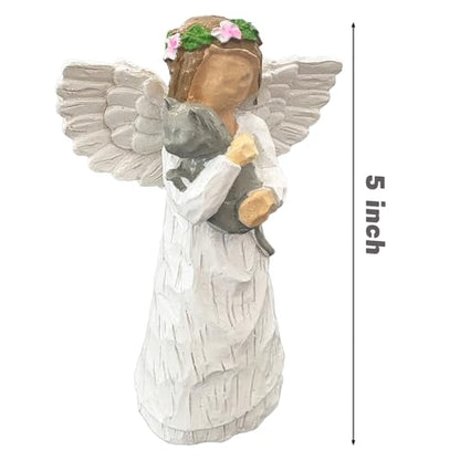 Memorial Gifts for Loss of Cat，Pet Sympathy Remembrance Gifts for Pet Mom and Lovers，Resin Angel Figurine Statues for Garden