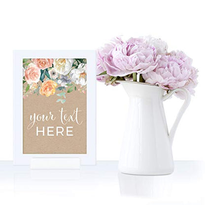 Andaz Press Peach Kraft Brown Rustic Floral Garden Party Wedding Collection Fully Personalized, Framed Party Signs, Your Text Here, 4x6-inch, 1-Pack, Includes Frame, Custom Made Any Text - color: Custom Fully Framed