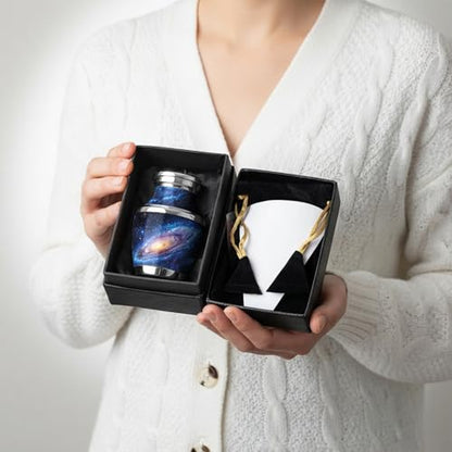 Deep Cosmos Keepsake Cremation Urn for Human Ashes – Small Aluminum Memorial Burial Urn for Men & Women, Decorative Display - size: Small Keepsake