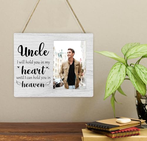 Uncle Memorial Picture Frame, I Will Hold You in My Heart Remembrance Wooden Photo Frame Gifts for Loss of Uncle, 4x6 inch Photo - style: Uncle Memorial Remembrance