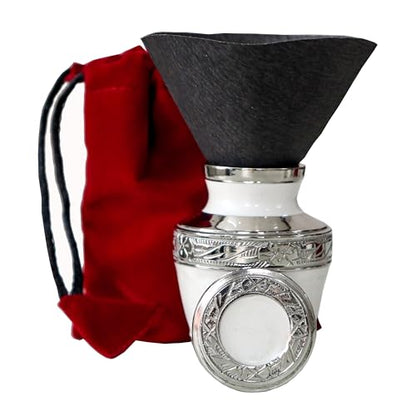 Small Urns for Human Ashes Adult Male Female | Gift Pack of Pearl White Aesthetic Mini Urn, Red Velvet Carry Bag, A Paper Funnel in a Premium Gift Box - color: Pearl White, size: Pack of 1