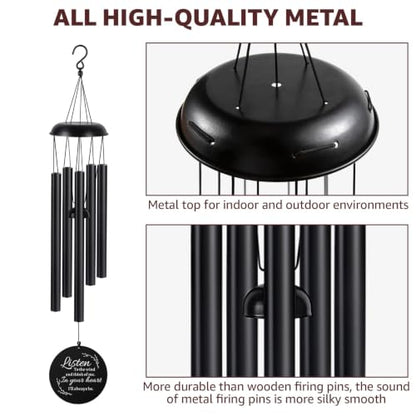 Sympathy Wind Chimes for Loss of Loved One, 39" Memorial Windchimes Outdoor - size: 39“-Black