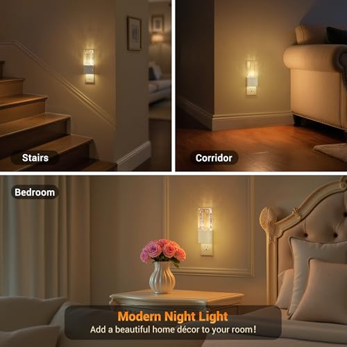 JandCase Night Lights Plug into Wall, Dusk to Dawn Sensor, 3000K Soft White - color: White-3000K, size: 2 Pack