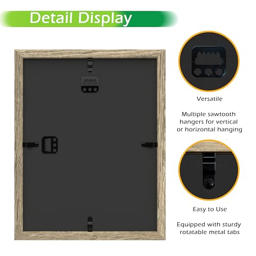 FrameWorks 8.5x11 Driftwood Wooden Shadow Box Frame – Soft Felt Back, Tempered Glass, and Included Elegant White Ball Push Pins - color: Natural, size: 8.5"x11"